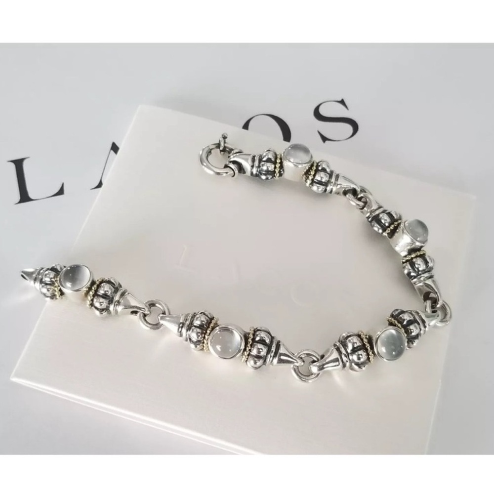 Lagos Caviar silver & gold MOONSTONE!! bracelet 7 3/4 inch great condition!